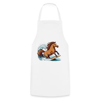 Surfing Horse - Cooking Apron - white - Front - AI Model Male 185 dark (185cm)