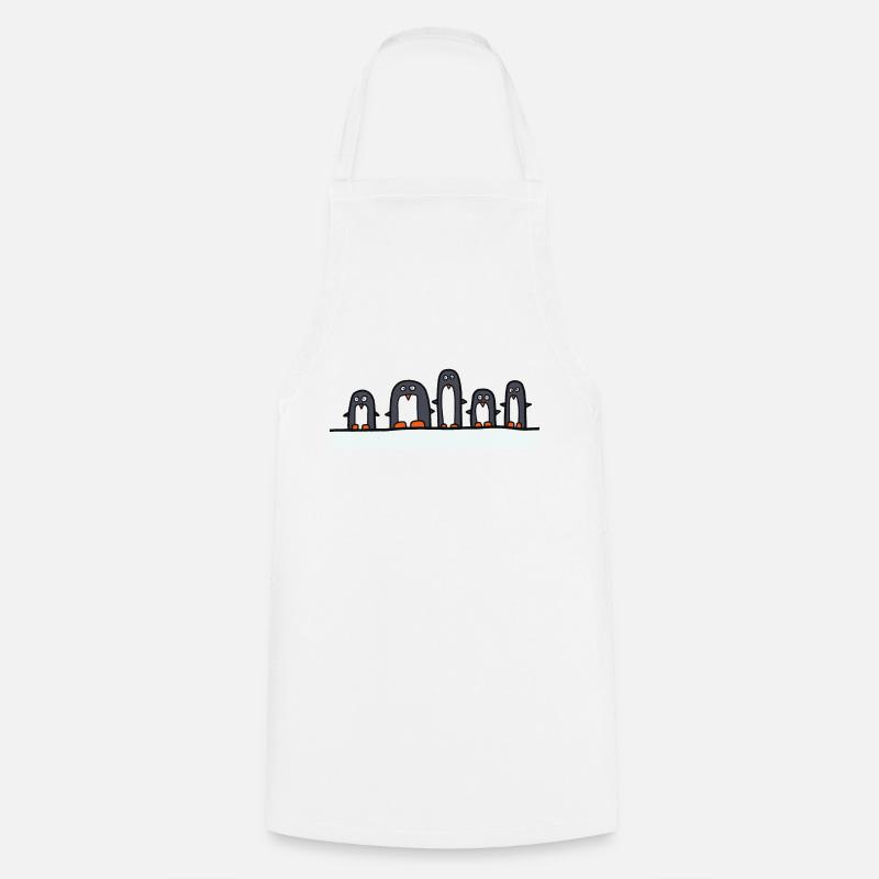 5 pingouins - Tablier de cuisine - blanc