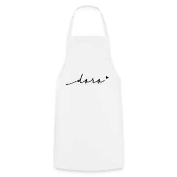 Nom cursif Doro - Tablier de cuisine - blanc - Devant - AI Model Male 185 dark (185cm)