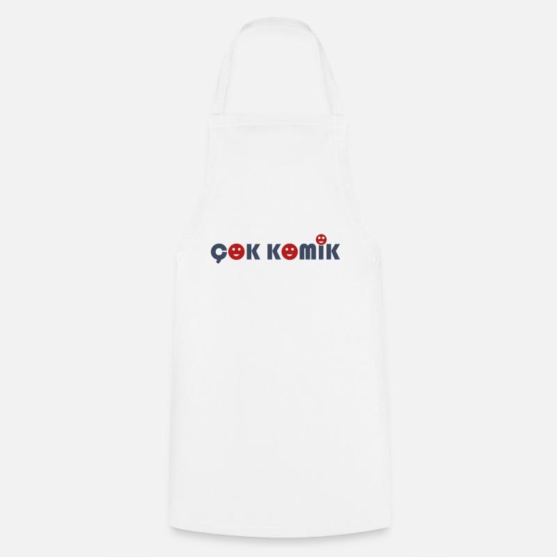 Cok Comic 3xSmiley Grey Red - Cooking Apron - white