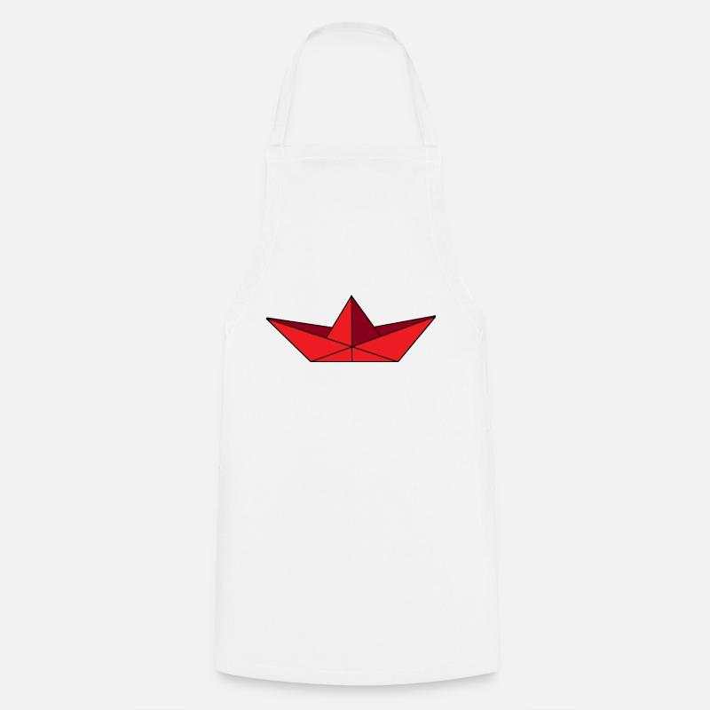 Paper ship red - Cooking Apron - white