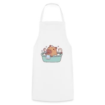 Cute Capybara Taking A Bath In Bathtub - Cooking Apron - white - Front - AI Model Male 185 dark (185cm)