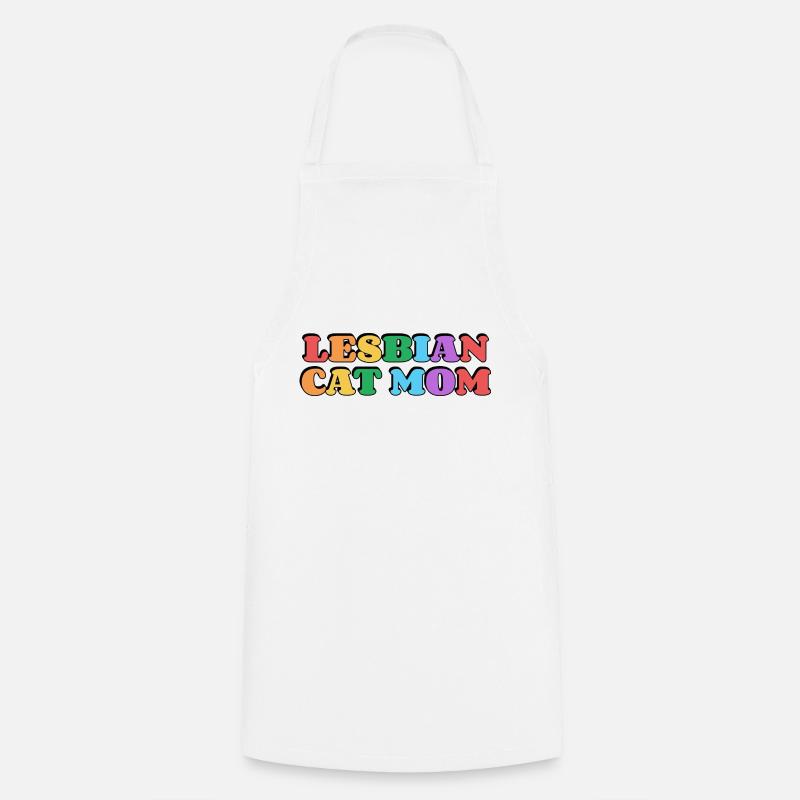 Lesbian Cat Mom - Cooking Apron - white