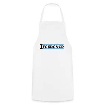 I FUCKED CANCER - Banner Blau (Prostata) - Kochschürze - Weiß - Vorne - AI Model Male 185 dark (185cm)