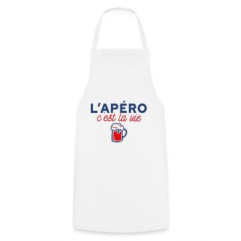 L'apéro c'est la vie - Tablier de cuisine - blanc - Devant - AI Model Male 185 dark (185cm)