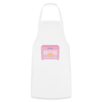 Petit pain mignon dans le four rose - Tablier de cuisine - blanc - Devant - AI Model Male 185 dark (185cm)