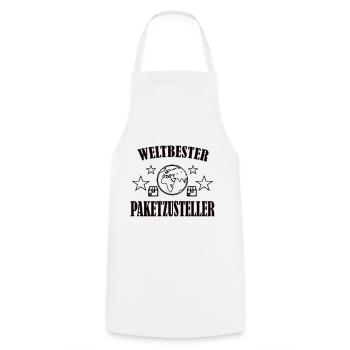 Paketzusteller Paketbote Postbote - Kochschürze - Weiß - Vorne - AI Model Male 185 dark (185cm)