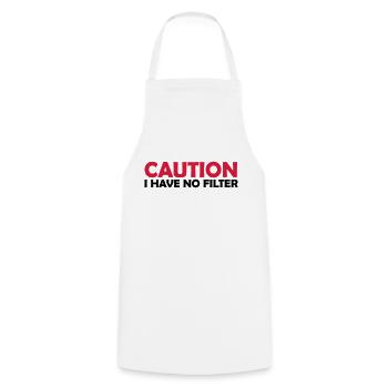caution no filter quote - Cooking Apron - white - Front - AI Model Male 185 dark (185cm)