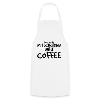 Alimenté par les mitochondries et le café 2 - Tablier de cuisine - blanc - Devant - AI Model Male 185 dark (185cm)