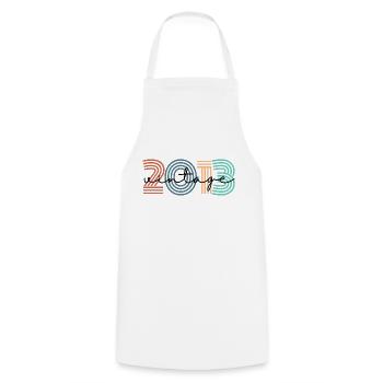 2013 vintage rétro - Tablier de cuisine - blanc - Devant - AI Model Male 185 dark (185cm)