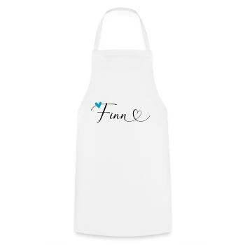 Finn Nom Prénom Calligraphie Coeur - Tablier de cuisine - blanc - Devant - AI Model Male 185 dark (185cm)