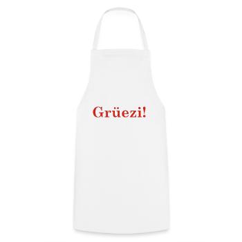 Grüezi - Schweiz - Switzerland - Swiss - Suisse - Cooking Apron - white - Front - AI Model Male 185 dark (185cm)