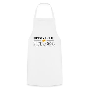 Comme mon ordi j'accepte les cookies - Tablier de cuisine - blanc - Devant - AI Model Male 185 dark (185cm)