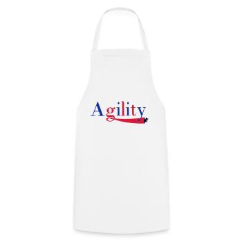 Agility Schrift ein Hund im Tunnel - Kochschürze - Weiß - Vorne - AI Model Male 185 dark (185cm)