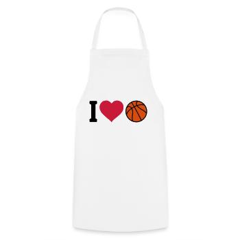 I love Basketball - Cooking Apron - white - Front - AI Model Male 185 dark (185cm)