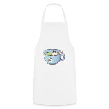 Joli sachet de thé dans un griffonnage de tasse de thé - Tablier de cuisine - blanc - Devant - AI Model Male 185 dark (185cm)