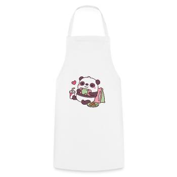 Cute Panda Playing Video Games - Cooking Apron - white - Front - AI Model Male 185 dark (185cm)