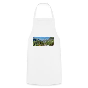 Geiranger panorama Storseterfossen Norway - Cooking Apron - white - Front - AI Model Male 185 dark (185cm)