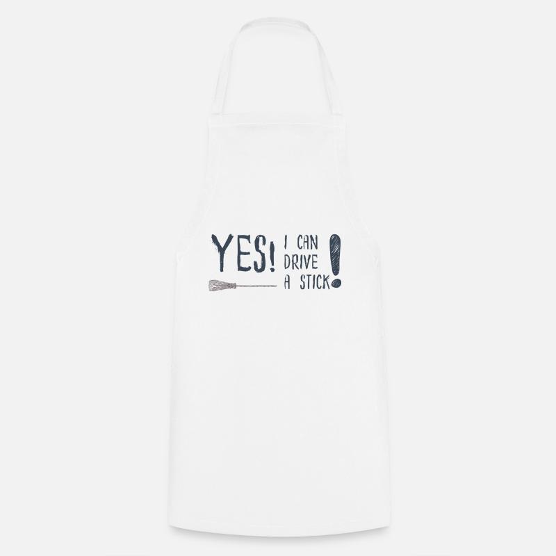 Witch Power - Drive a Stick - Cooking Apron - white