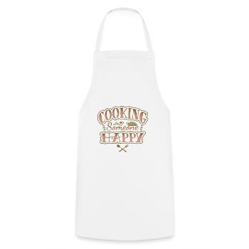 COOKING LOVER FUNNY SAYING - CHEF FUNNY QUOTE - Cooking Apron - white - Front - AI Model Male 185 dark (185cm)
