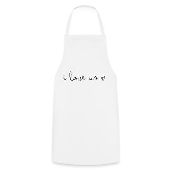 I love us - Cooking Apron - white - Front - AI Model Male 185 dark (185cm)