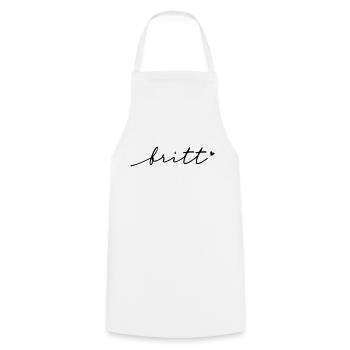 Nom cursif Britt - Tablier de cuisine - blanc - Devant - AI Model Male 185 dark (185cm)