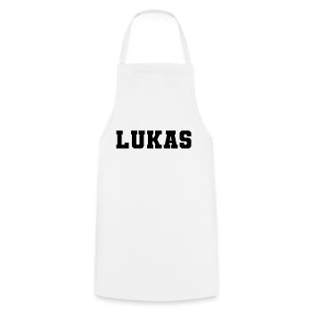 Nom - Lukas - Tablier de cuisine - blanc - Devant - AI Model Male 185 dark (185cm)