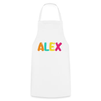 Name - Alex - Kochschürze - Weiß - Vorne - AI Model Male 185 dark (185cm)