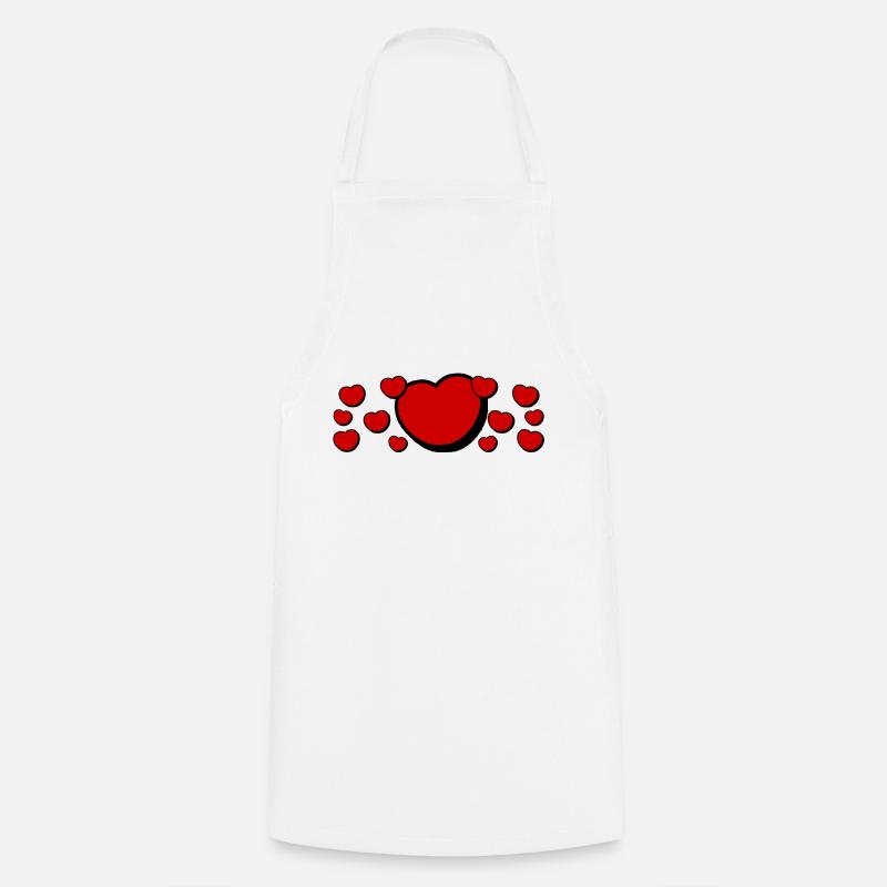 Coeurs rouges - Tablier de cuisine - blanc