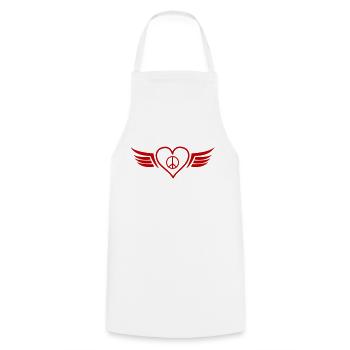 Cœur Ailes Paix - Tablier de cuisine - blanc - Devant - AI Model Male 185 dark (185cm)