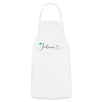 Johann Nom Prénom Calligraphie Coeur - Tablier de cuisine - blanc - Devant - AI Model Male 185 dark (185cm)