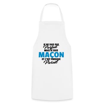 Pas parfait mais maçon - Tablier de cuisine - blanc - Devant - AI Model Male 185 dark (185cm)