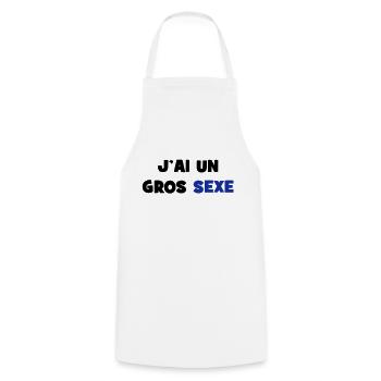 J'ai un GROS sexe :) - Tablier de cuisine - blanc - Devant - AI Model Male 185 dark (185cm)