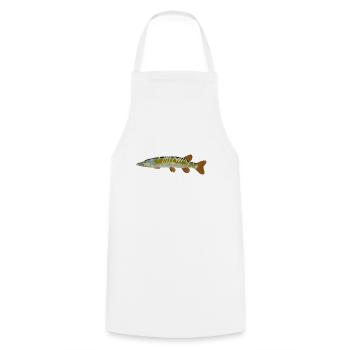 Hecht Fisch Design Logo Fische Hechte Grafik Bild - Kochschürze - Weiß - Vorne - AI Model Male 185 dark (185cm)