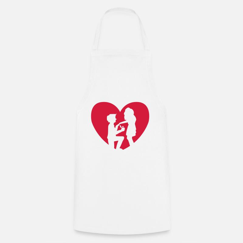 Demande en mariage coeur - mariage motion - Tablier de cuisine - blanc