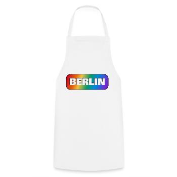 BERLIN RAINBOW HAPPY PRIDE - Tablier de cuisine - blanc - Devant - AI Model Male 185 dark (185cm)