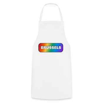 BRUSSELS PRIDE GAY FLAG RAINBOW - Cooking Apron - white - Front - AI Model Male 185 dark (185cm)