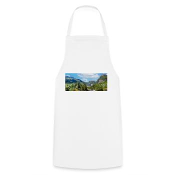 Geiranger panorama Storseterfossen Norway - Cooking Apron - white - Front - AI Model Male 185 dark (185cm)