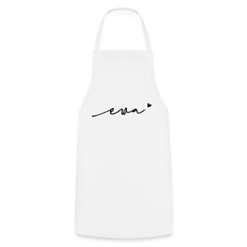 Nom cursif d’Ewa - Tablier de cuisine - blanc - Devant - AI Model Male 185 dark (185cm)