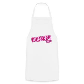 Duisbourg - 0203 - Indicatif téléphonique - NRW - Ruhrpott - Tablier de cuisine - blanc - Devant - AI Model Male 185 dark (185cm)