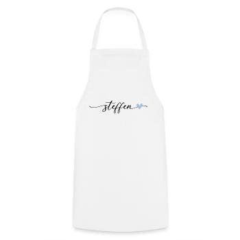 Steffen Name Calligraphie Police - Tablier de cuisine - blanc - Devant - AI Model Male 185 dark (185cm)