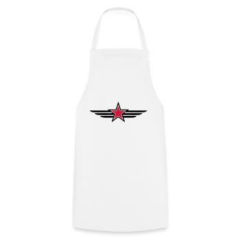sharp red star black outline with 'wings' - Cooking Apron - white - Front - AI Model Male 185 dark (185cm)