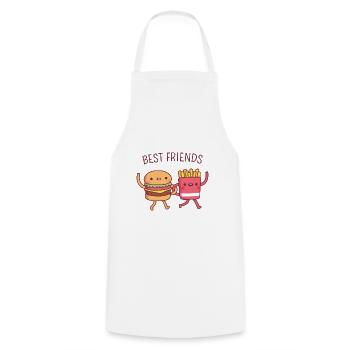 Burger et frites mignons, meilleurs amis - Tablier de cuisine - blanc - Devant - AI Model Male 185 dark (185cm)