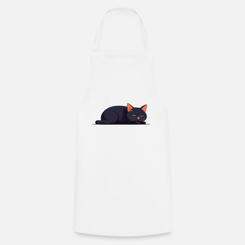 Chat dormeur - Tablier de cuisine - blanc