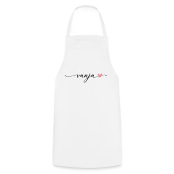 Vanja Name Calligraphy Font - Cooking Apron - white - Front - AI Model Male 185 dark (185cm)