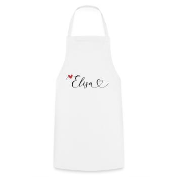 Elisa Surname First name Calligraphy Heart - Cooking Apron - white - Front - AI Model Male 185 dark (185cm)