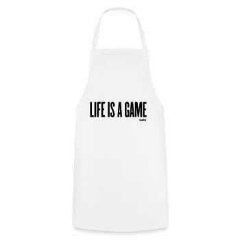life is a game by wam - Cooking Apron - white - Front - AI Model Male 185 dark (185cm)
