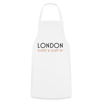 london coordinates - Cooking Apron - white - Front - AI Model Male 185 dark (185cm)