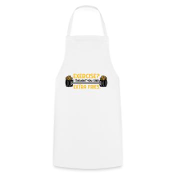 Exercise Extra Fries Quote - Cooking Apron - white - Front - AI Model Male 185 dark (185cm)