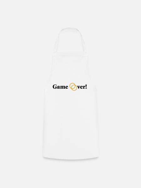Game over Wedding Couple Bride Groom Wedding Ring - Cooking Apron - white